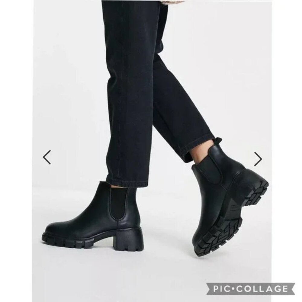 Steve Madden Black Chelsea Boots‎ Chunky Lug Sole 7.5 M